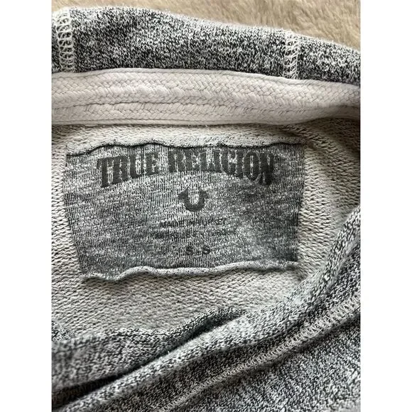 True Religion Women's Gray Graphic Hoodie Small Casual Kangaroo Pocket - Picture 6 of 9